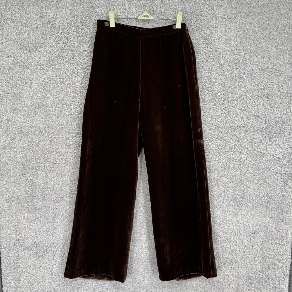 Lauren Ralph Lauren Silk Blend Velvet Wide Leg Pants Size 6 Chocolate Brown